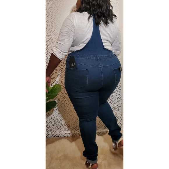 Size XL left only! American Bazi Distressed Denim Skinny Overalls - Picture 2 of 3